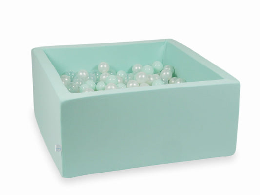 Piscine à Balles 90x90x40 menthe avec balles 400 pcs (transparent, perles, menthe claire)