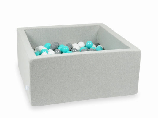 Piscine à Balles 90x90x40 gris clair avec balles 400 pcs (turquoise, blanc, gris)