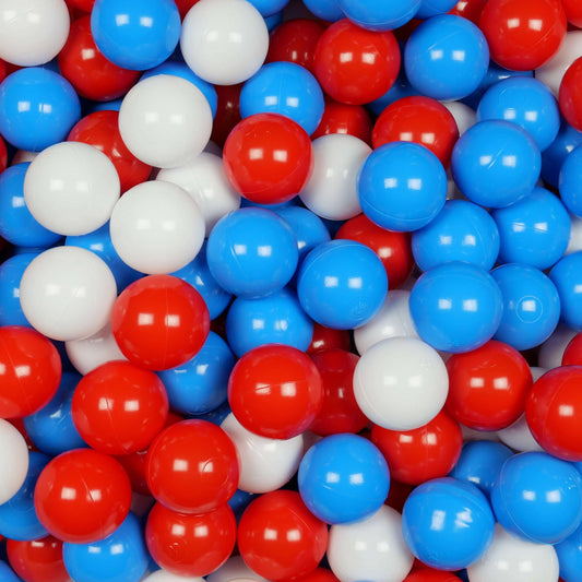 Balles de jeu ø7cm 50 pièces blanc, rouge, bleu