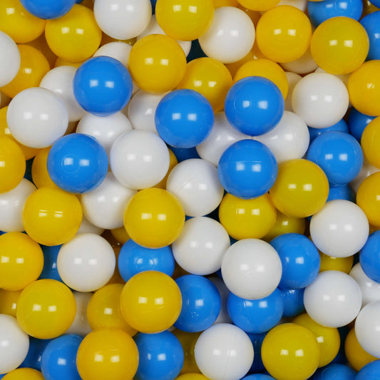 Balles de jeu ø7cm 50 pièces blanc, jaune, bleu