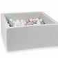 Piscine à Balles 90x90x40 gris clair avec balles 400 pcs (transparent, perle, argent, rose clair, menthe clair)