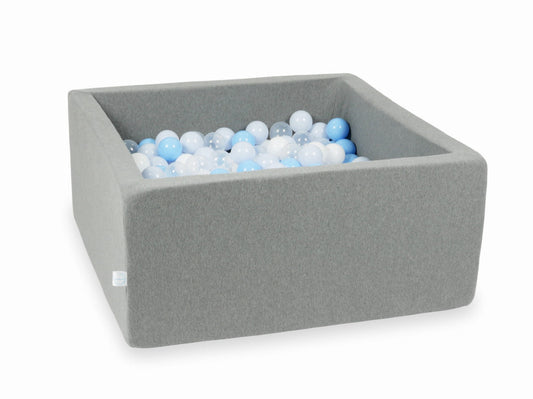 Piscine à Balles 90x90x40 grise avec balles 400 pcs (transparent, blanc, bleu clair, bleu clair, perle claire)