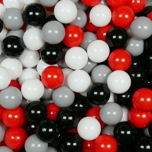 Balles de jeu ø7cm 100 pièces blanc, rouge, noir, gris