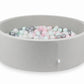 Piscine à Balles 130x40 gris clair avec balles 700 pcs (transparent, perle, argent, rose clair, menthe clair)