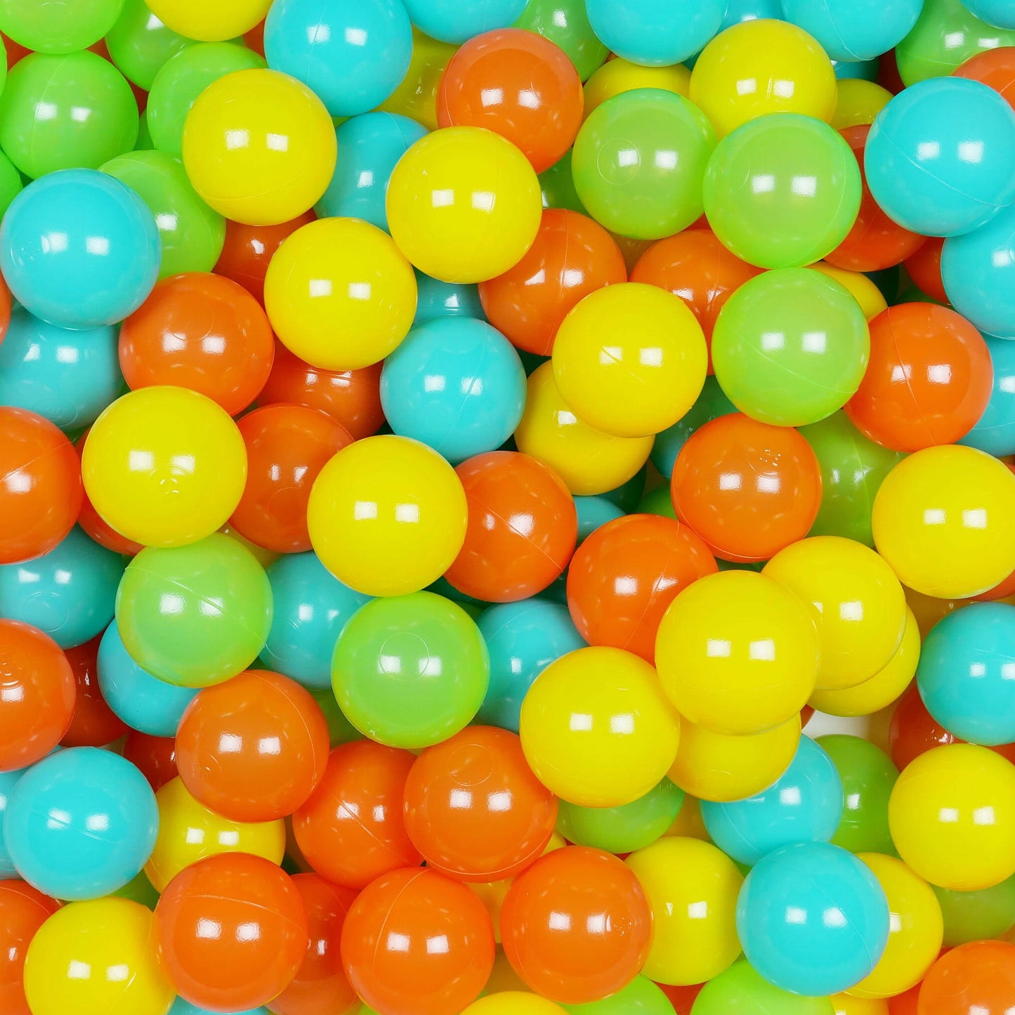 Balles de jeu ø7cm 100 pièces jaune, orange, céladon, turquoise
