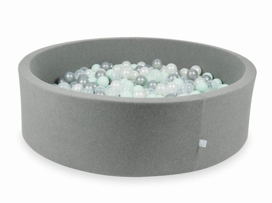 Piscine à Balles 130x40 grise avec balles 700 pcs (transparent, perle, argent, menthe claire)