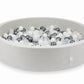 Piscine à Balles 130x30 gris clair avec balles 600 pcs (transparent, graphite métallique, irisé)