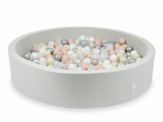 Piscine à Balles 130x30 gris clair avec balles 600 pcs (transparent, perle, argent, rose clair, or clair)