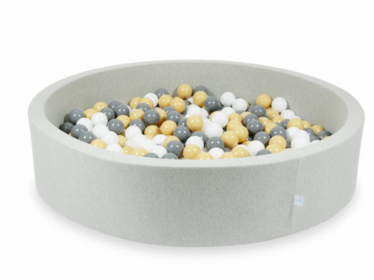 Piscine à Balles 130x30 gris clair avec balles 600 pcs (beige, gris, blanc)