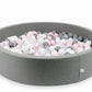 Piscine à Balles 130x30 grise avec balles 600 pcs (transparent, blanc, gris, rose clair)