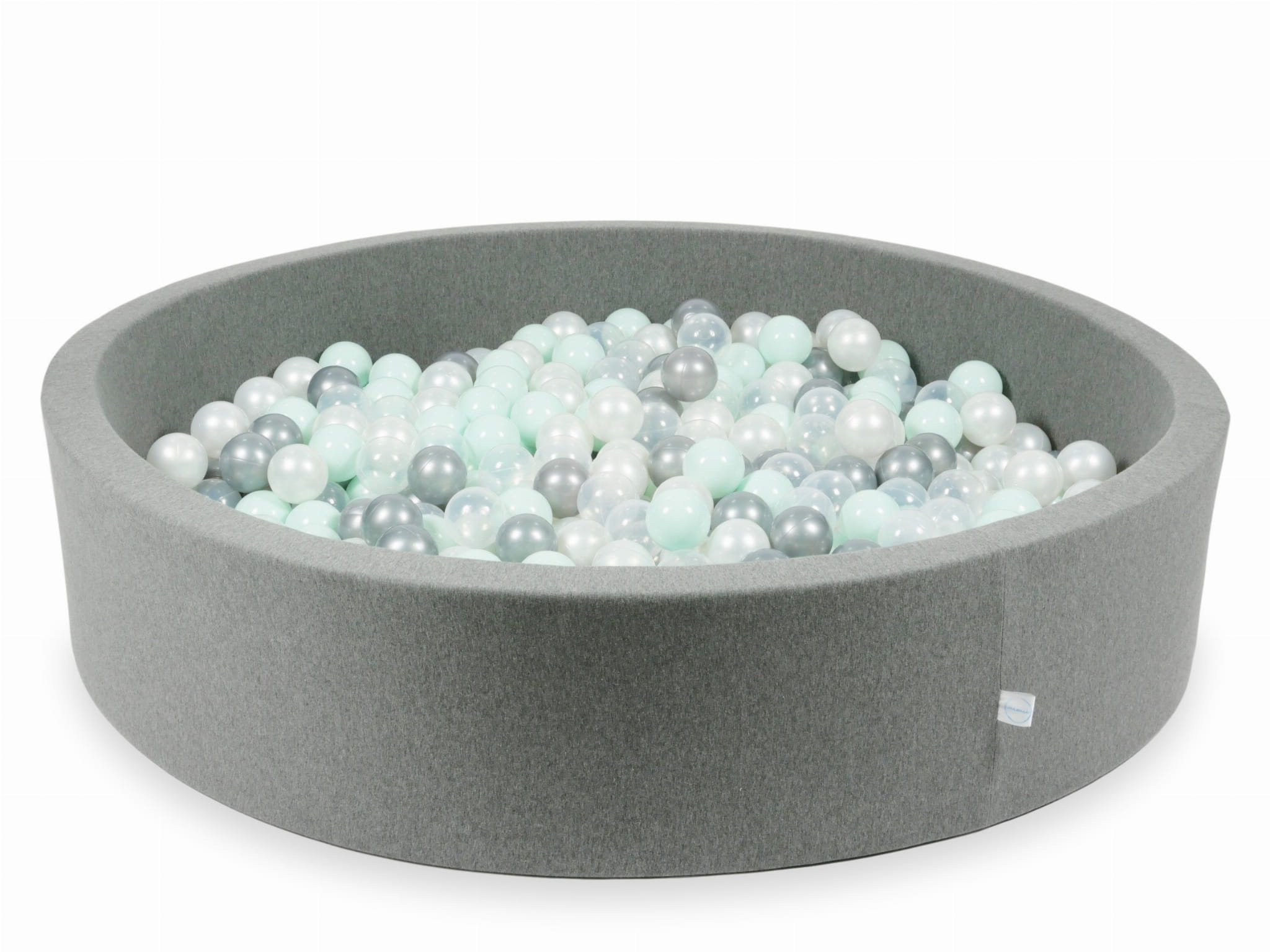Piscine à Balles 130x30 grise avec balles 600 pcs (transparent, perle, argent, menthe claire)