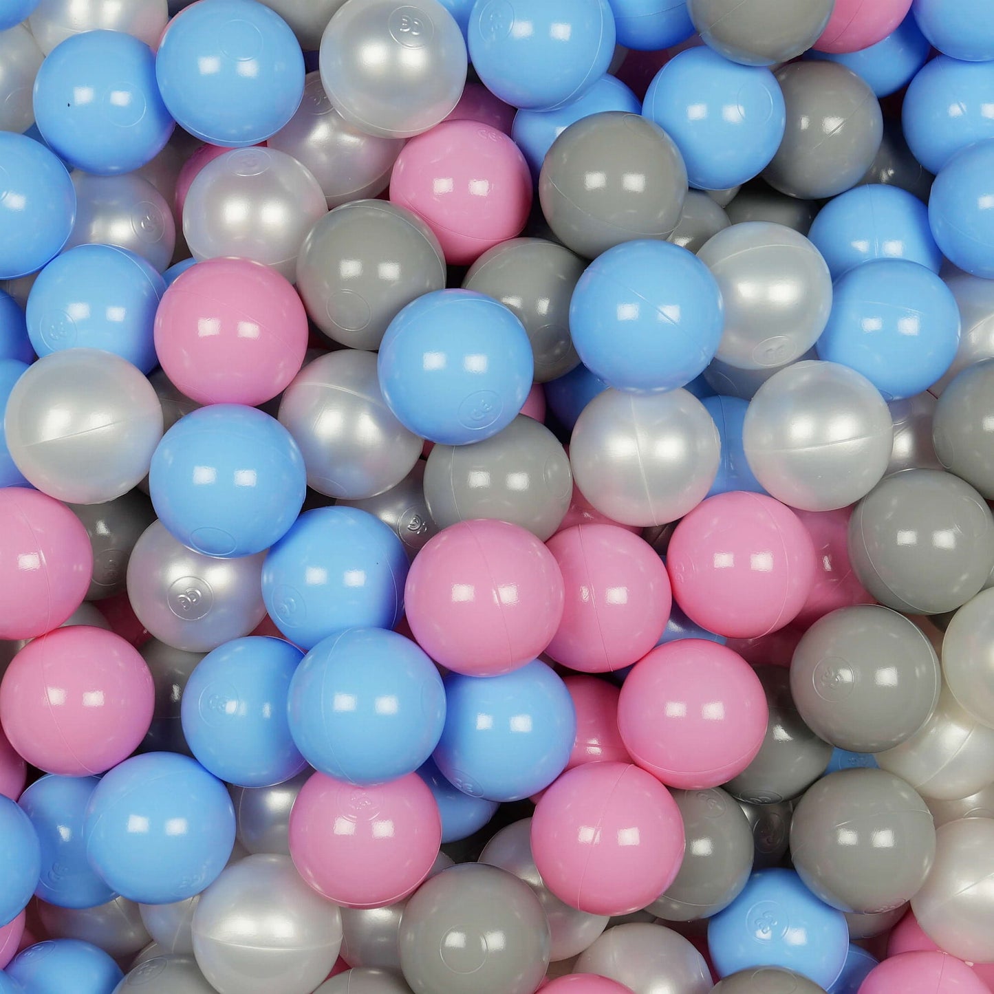 Balles de jeu ø7cm 150 pièces perle, gris, bleu clair, rose poudré