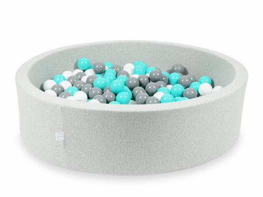 Piscine à Balles 110x30 gris clair avec balles 400 pcs (turquoise, blanc, gris)