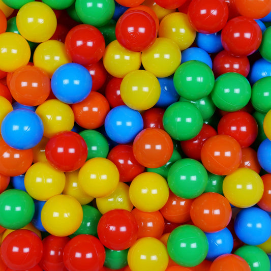Balles de jeu ø7cm 200 pièces vert, jaune, orange, rouge, bleu