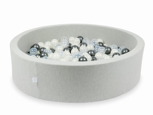 Piscine à Balles 110x30 gris clair avec balles 400 pcs (transparent, graphite métallique, iridescentes)