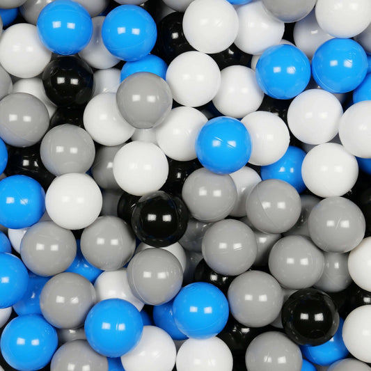 Balles de jeu ø7cm 25 pièces blanc, gris, bleu, noir