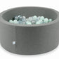 Piscine à Balles 90x40 grise avec balles 300 pcs (transparent, perle, argent, menthe clair)