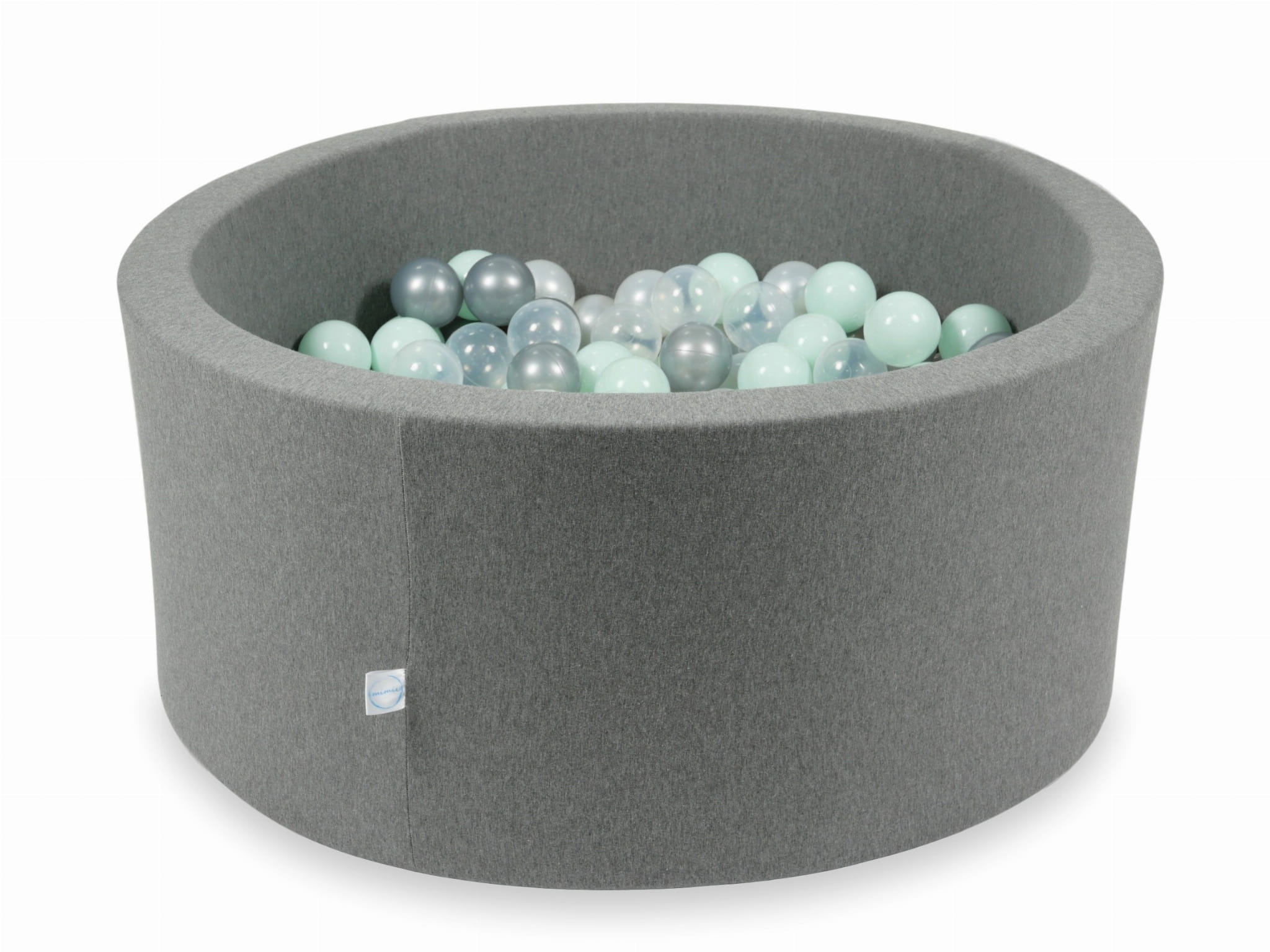 Piscine à Balles 90x40 grise avec balles 300 pcs (transparent, perle, argent, menthe clair)