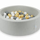 Mimii-Piscine-à Balles-90x30-gris-clair-avec-boules-200-pièces-beige-gris-blanc