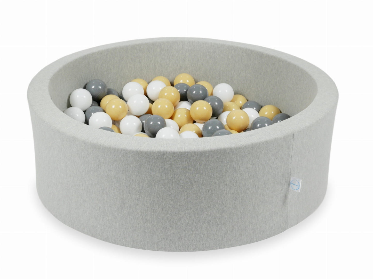 Mimii-Piscine-à Balles-90x30-gris-clair-avec-boules-200-pièces-beige-gris-blanc