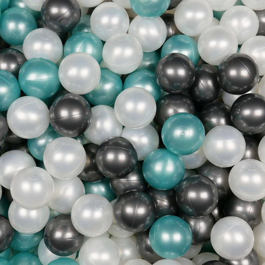 Balles de jeu ø7cm 400 pièces perle, turquoise métallique, graphite métallique