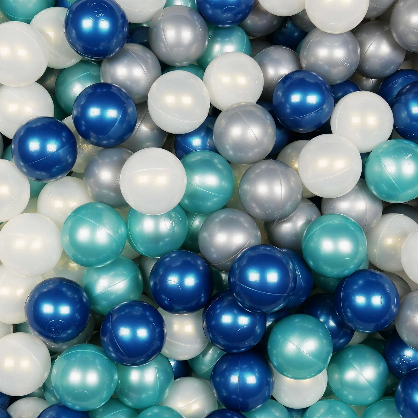 Balles de jeu ø7cm 400 pièces métalliques turquoise, bleu métallique, iridescent, argenté