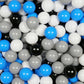 Balles de jeu ø7cm 500 pièces blanc, gris, bleu, noir