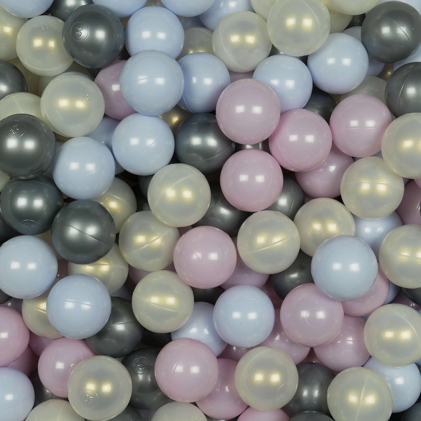 Balles de jeu ø7cm 500 pièces rose perle, bleu perle, iridescent, argenté