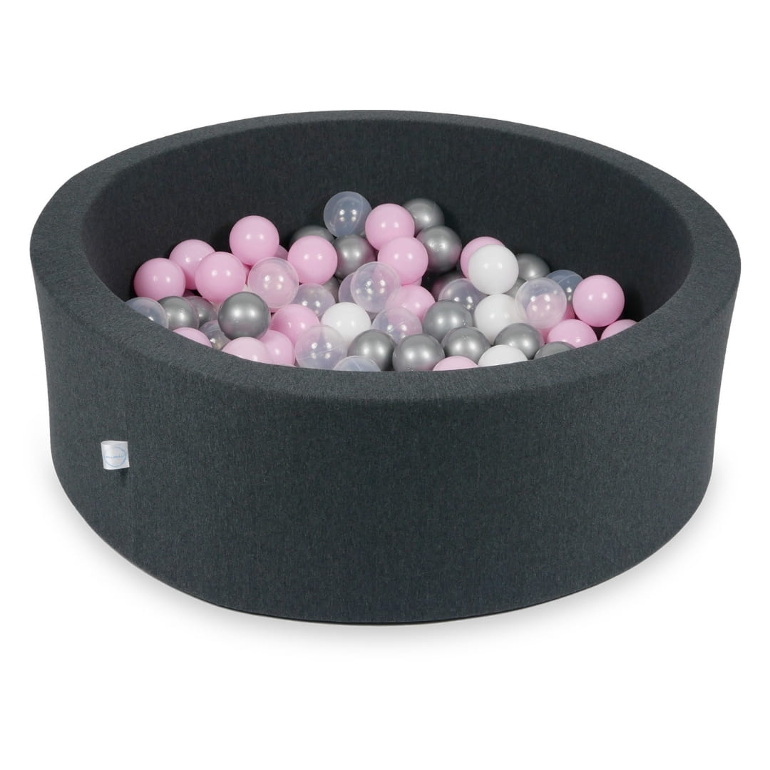 Piscine à Balles 90x30cm graphite avec balles 200pcs (rose clair, blanc, argent, transparent)