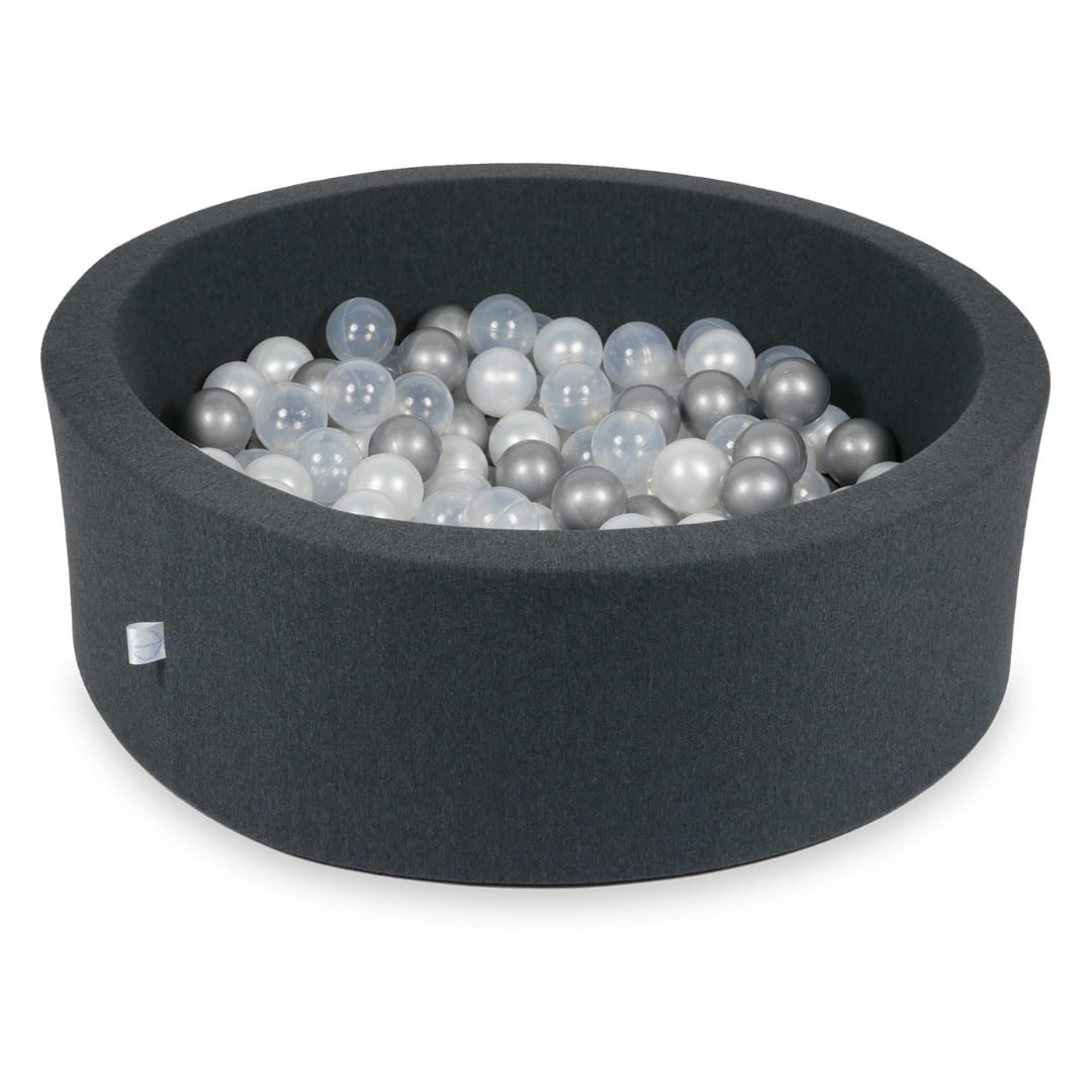 Piscine à Balles 90x30cm graphite avec balles 200pcs (perle, argent, transparent)