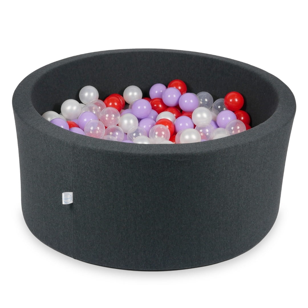 Piscine à Balles 90x40cm graphite avec balles 300pcs (transparent, perle, bruyère, rouge)