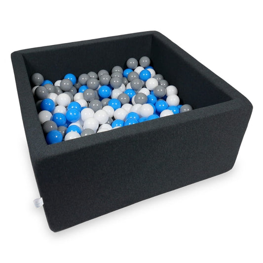 Piscine à Balles 90x90x40cm graphite avec balles 400pcs (bleu, blanc, gris)