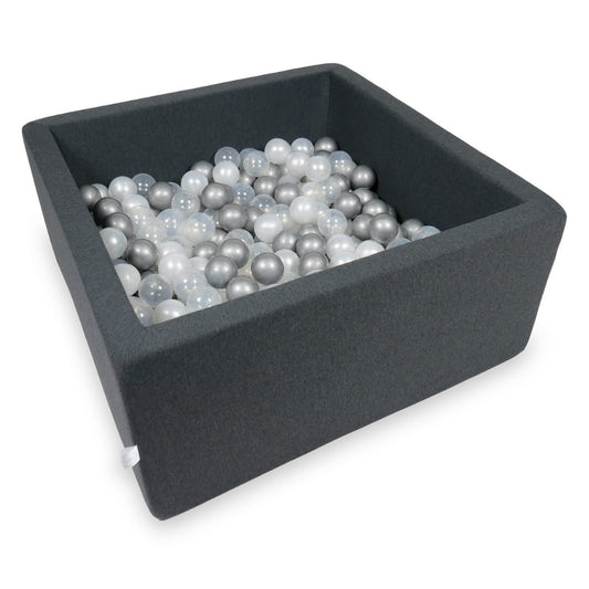Piscine à Balles 90x90x40cm graphite avec balles 400pcs (perle, argent, transparent)