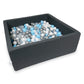Piscine à Balles 110x110x40cm graphite avec balles 600pcs (bleu clair, argent, transparent, blanc)