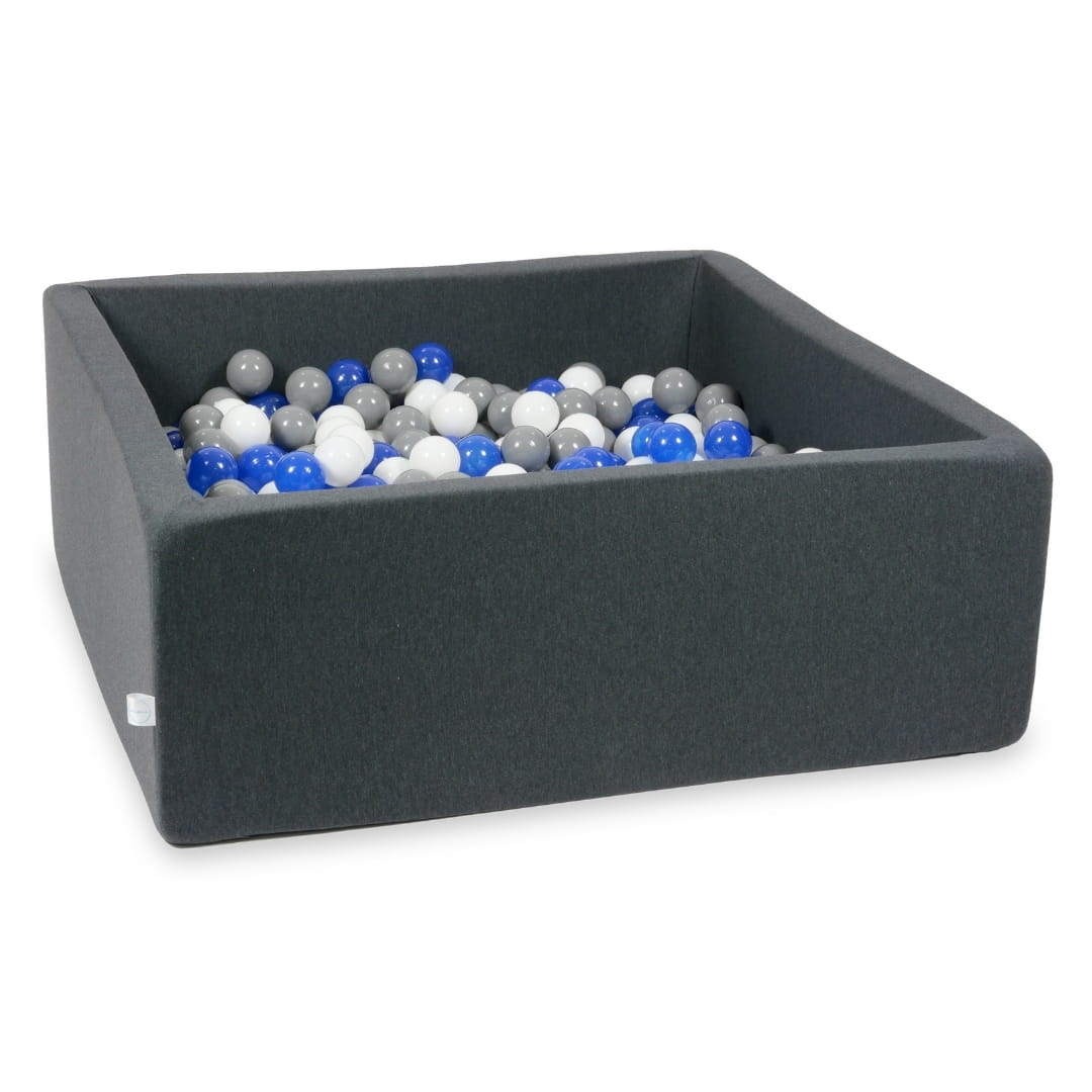 Piscine à Balles 110x110x40 graphite avec balles 600 pcs (bleu, blanc, gris)