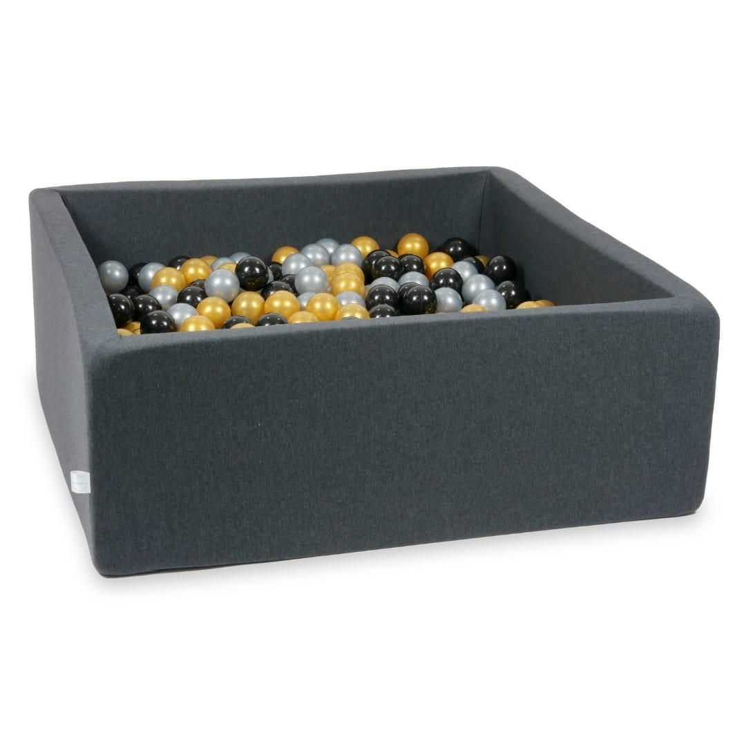 Piscine à Balles 110x110x40 graphite avec balles 600 pcs (argent, or, noir)