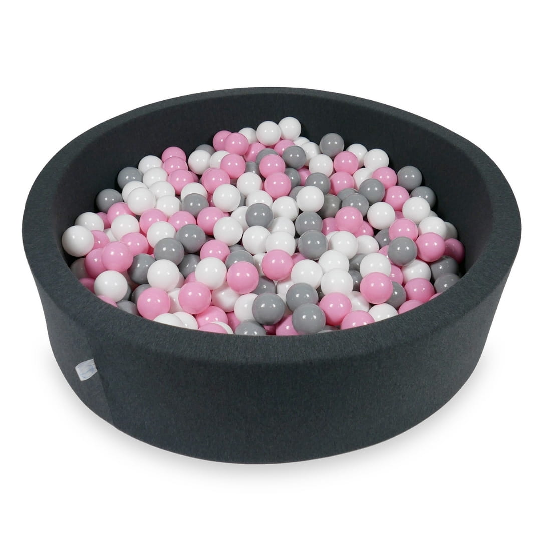 Piscine à Balles 110x30cm graphite avec balles 400pcs (rose poudre, gris, blanc)