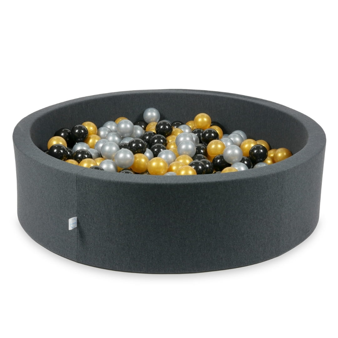 Piscine à Balles 110x30 graphite avec balles 400 pcs (argent, or, noir)