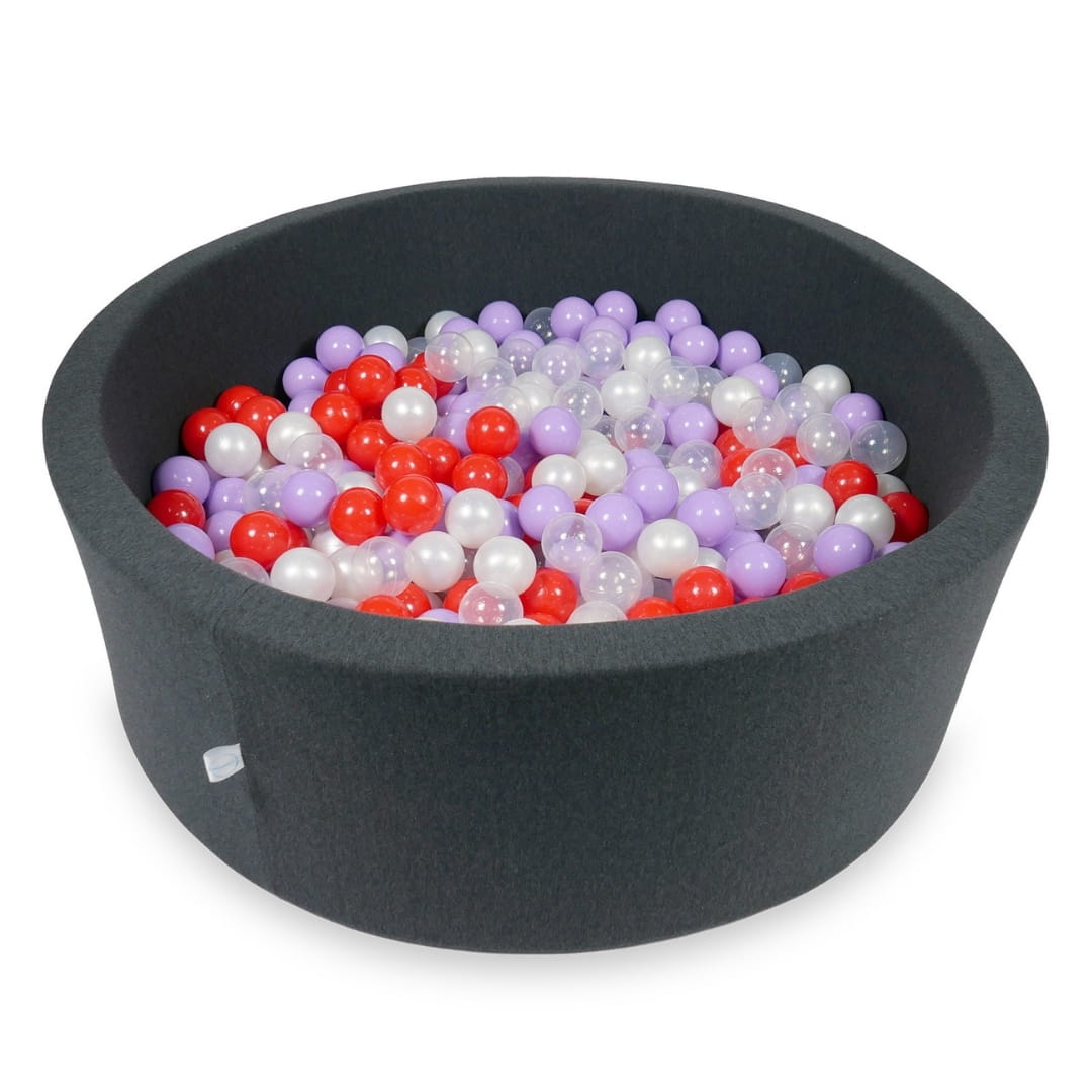 Piscine à Balles 110x40cm graphite avec balles 500pcs (transparent, perle, bruyère, rouge)