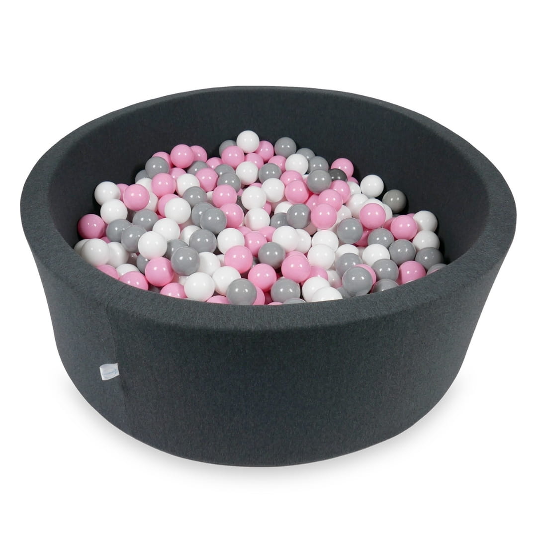 Piscine à Balles 110x40cm graphite avec balles 500pcs (rose poudre, gris, blanc)