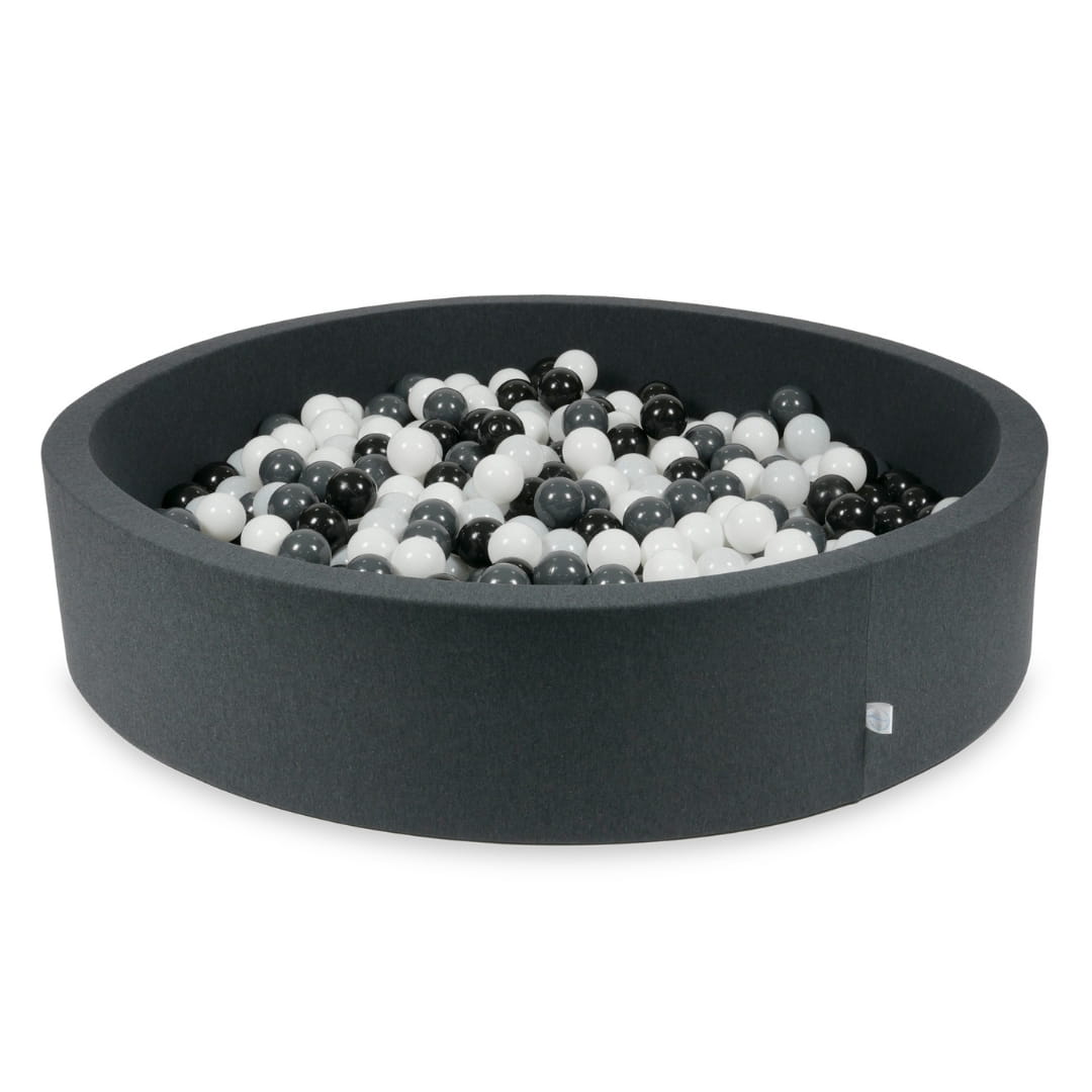 Piscine à Balles 130x30 graphite avec balles 600 pcs (blanc, graphite, noir, pull-over blanc)