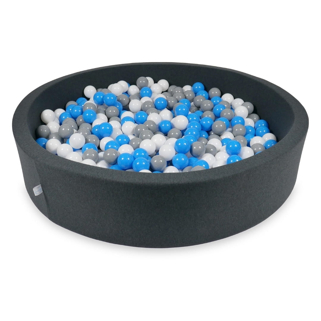 Piscine à Balles 130x30cm graphite avec balles 600pcs (bleu, blanc, gris)