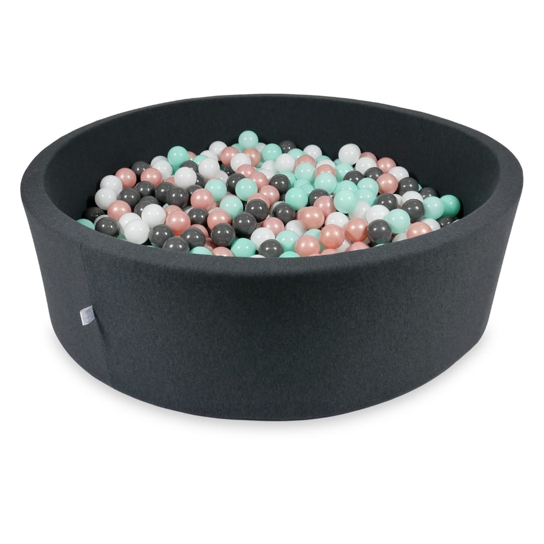 Piscine à Balles 130x40cm graphite avec balles 700pcs (blanc, or rose, menthe claire, graphite)