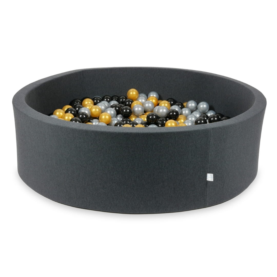 Piscine à Balles 130x40 graphite avec balles 700 pcs (argent, or, noir)