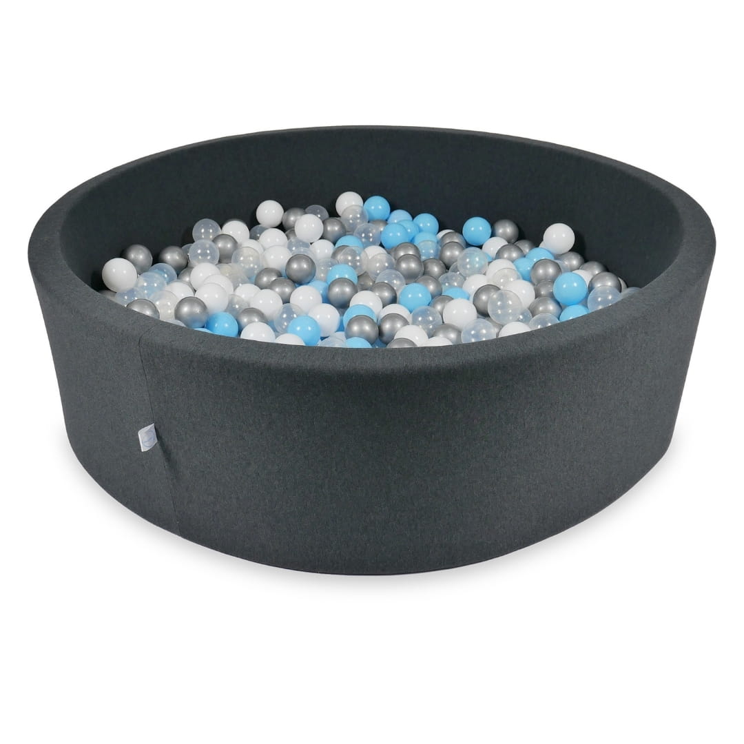 Piscine à Balles 130x40cm graphite avec balles 700pcs (bleu clair, argent, clair, blanc)