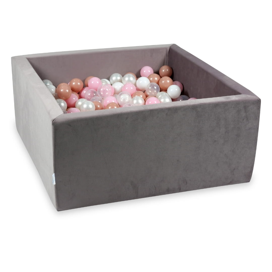 Piscine à Balles 90x90x40 Velvet lilac avec balles 400 pcs (transparent, blanc, perlé, rose clair, or rose)