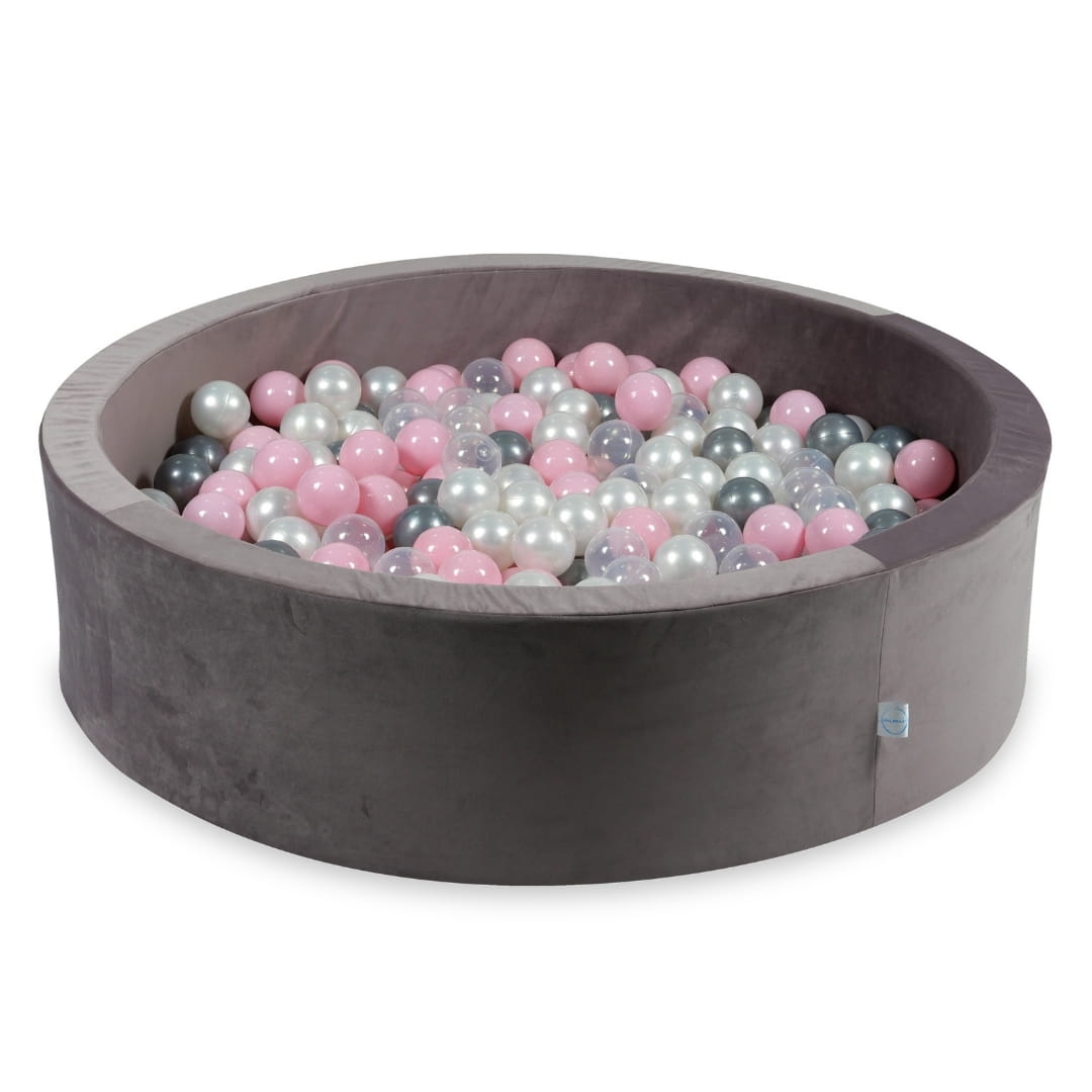 Piscine à Balles 110x30 Velvet lilac avec balles 400 pcs (perlé, transparent, argenté, rose clair)