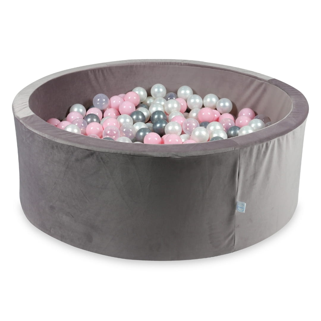Piscine à Balles 110x40 Velvet lilac avec balles 500 pcs (perlé, transparent, argenté, rose clair)