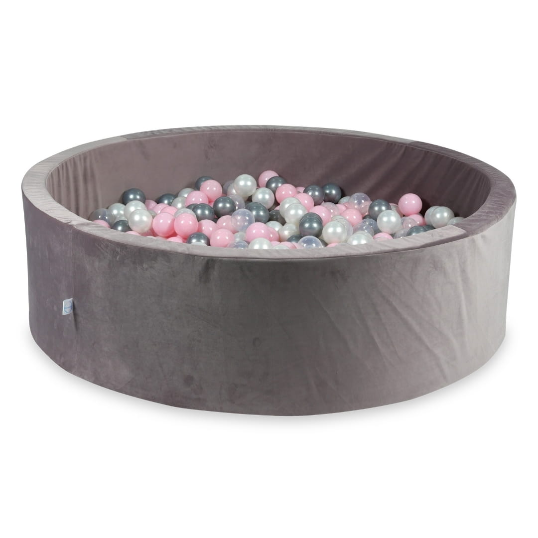 Piscine à Balles 130x40 Velvet lilac avec balles 700 pcs (perlé, transparent, argenté, rose clair)