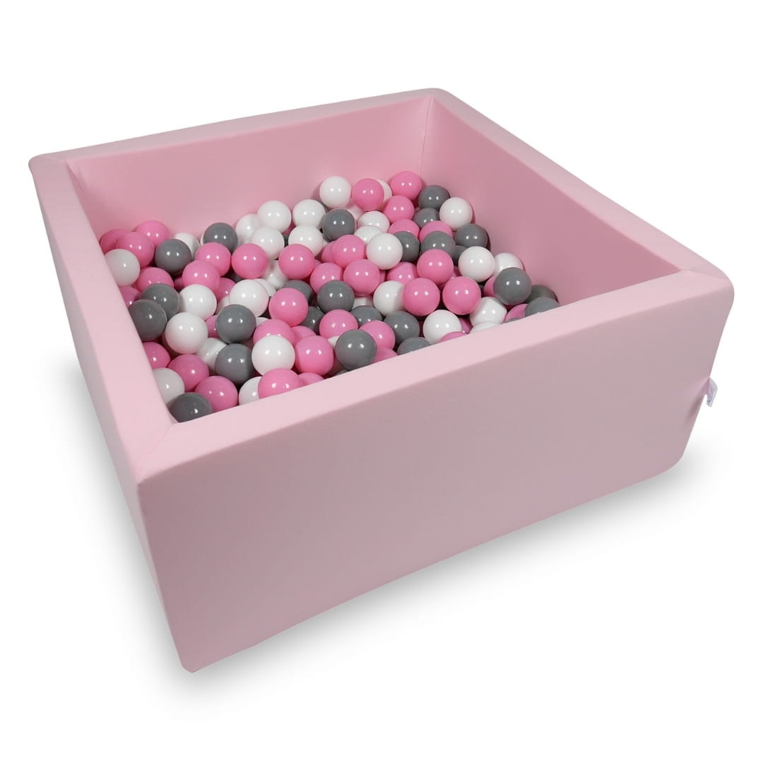 Piscine à Balles 90x90x40cm rose poudré avec balles 400pcs (blanc, gris, rose poudré)